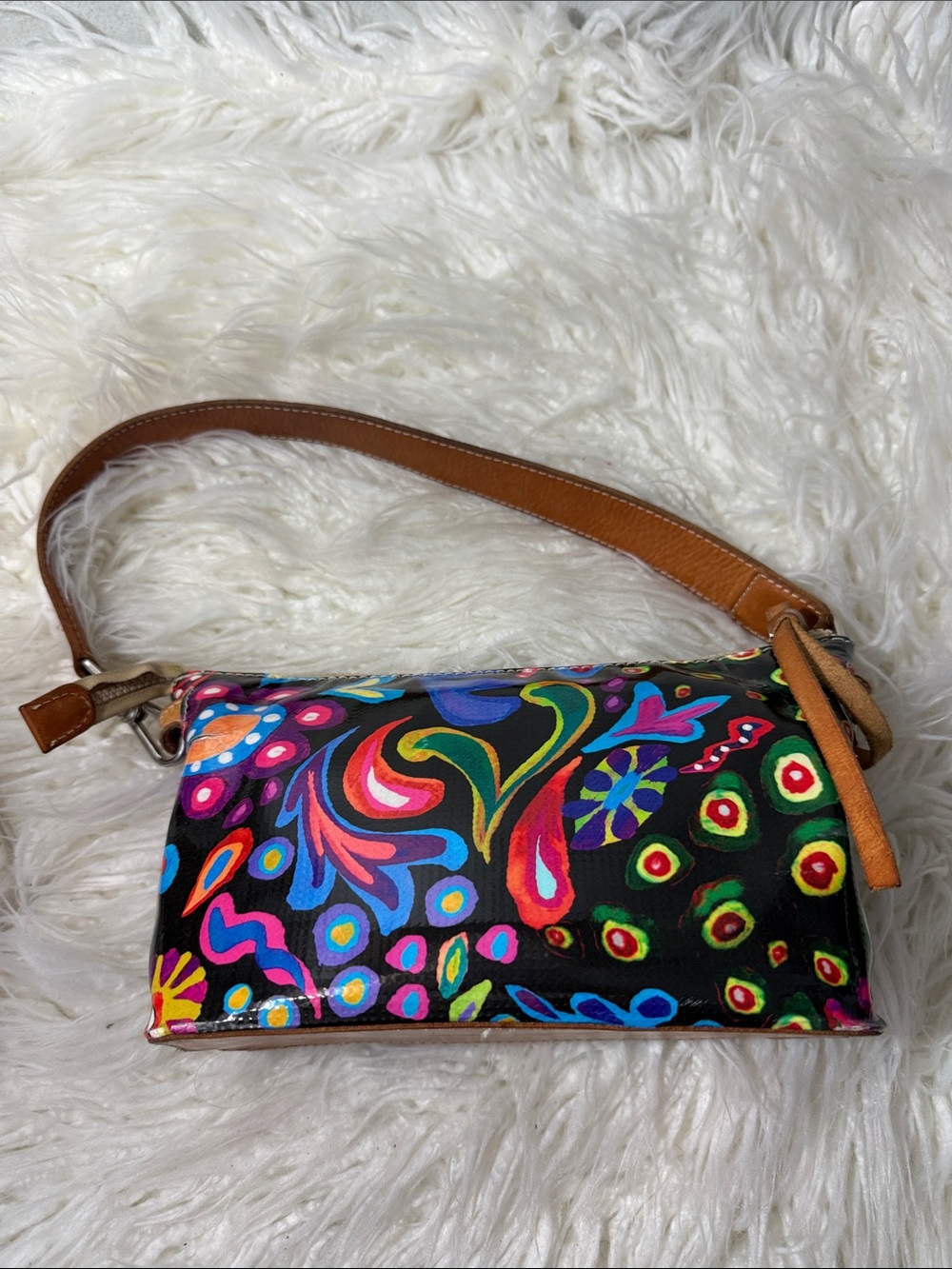 Consuela Sophie Pouch Floral Pattern Shoulder Bag in Black and Tan small - Picture 8 of 13